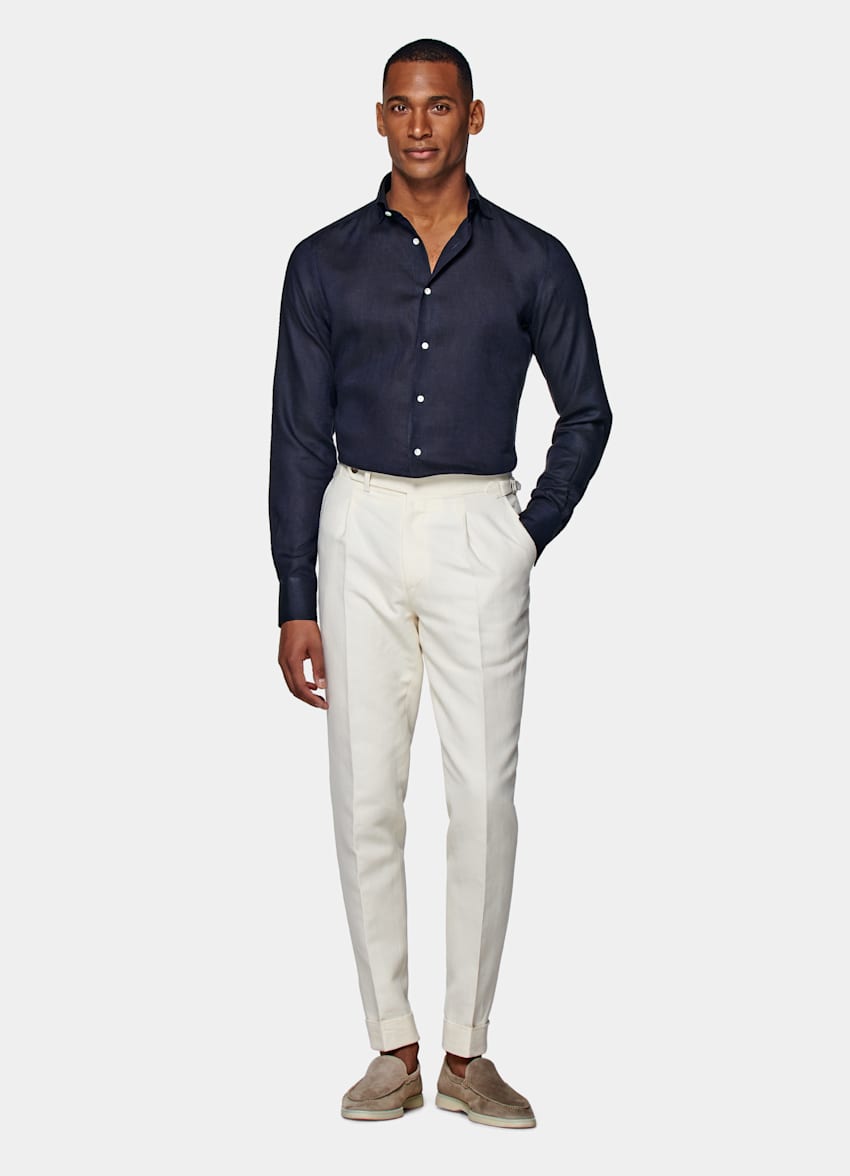 Navy Slim Fit Shirt | Pure Linen | Suitsupply Online Store