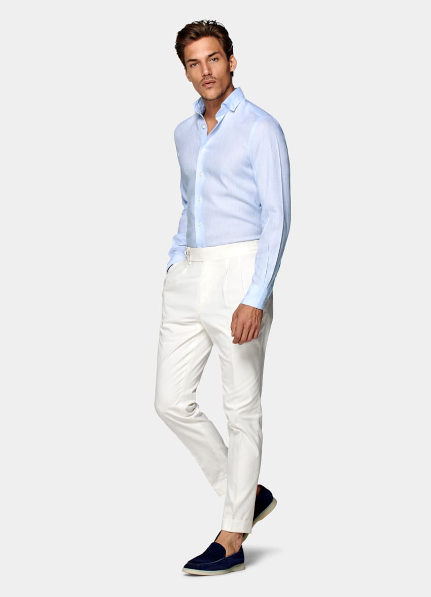 Light Blue Extra Slim Fit Shirt in Pure Linen | SUITSUPPLY Japan