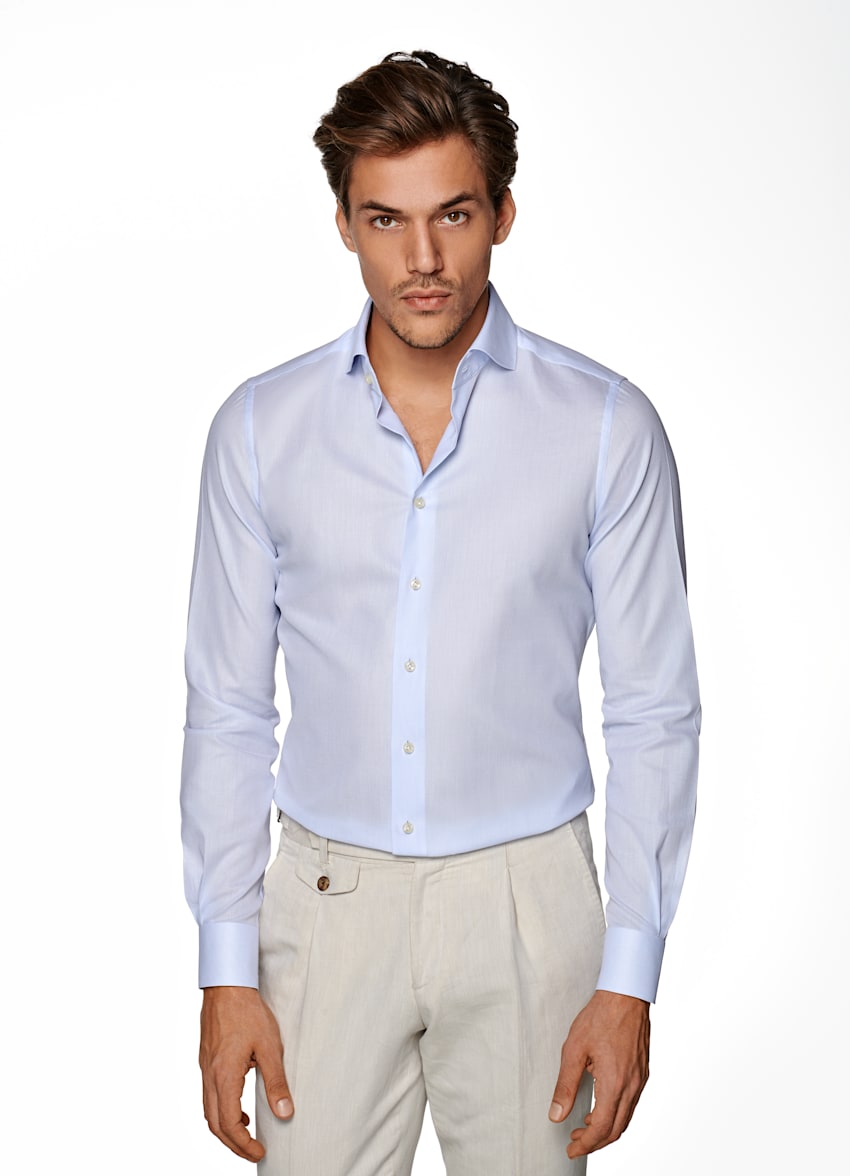 Light Blue Giro Inglese Extra Slim Fit Shirt | Egyptian Cotton ...