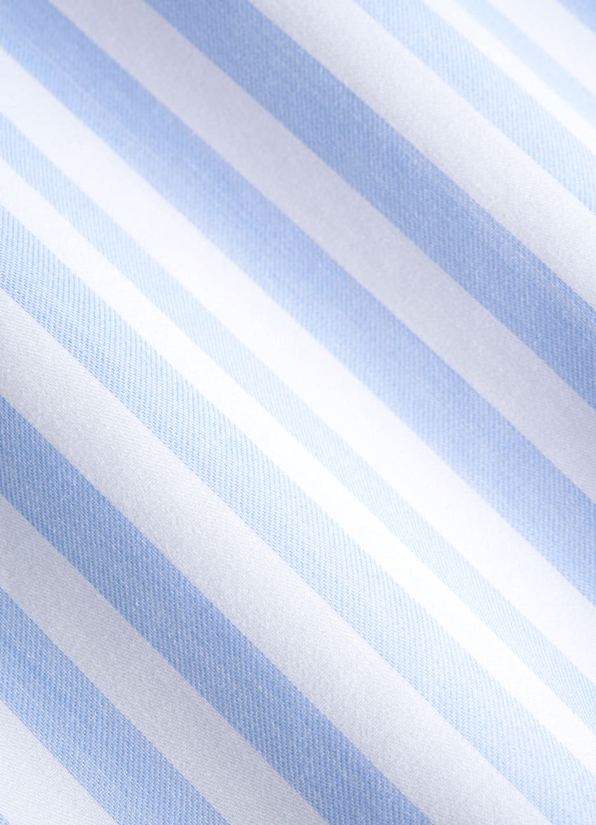 SUITSUPPLY Cotton Lyocell by Albini, Italy Light Blue Striped Twill Extra Slim Fit Shirt