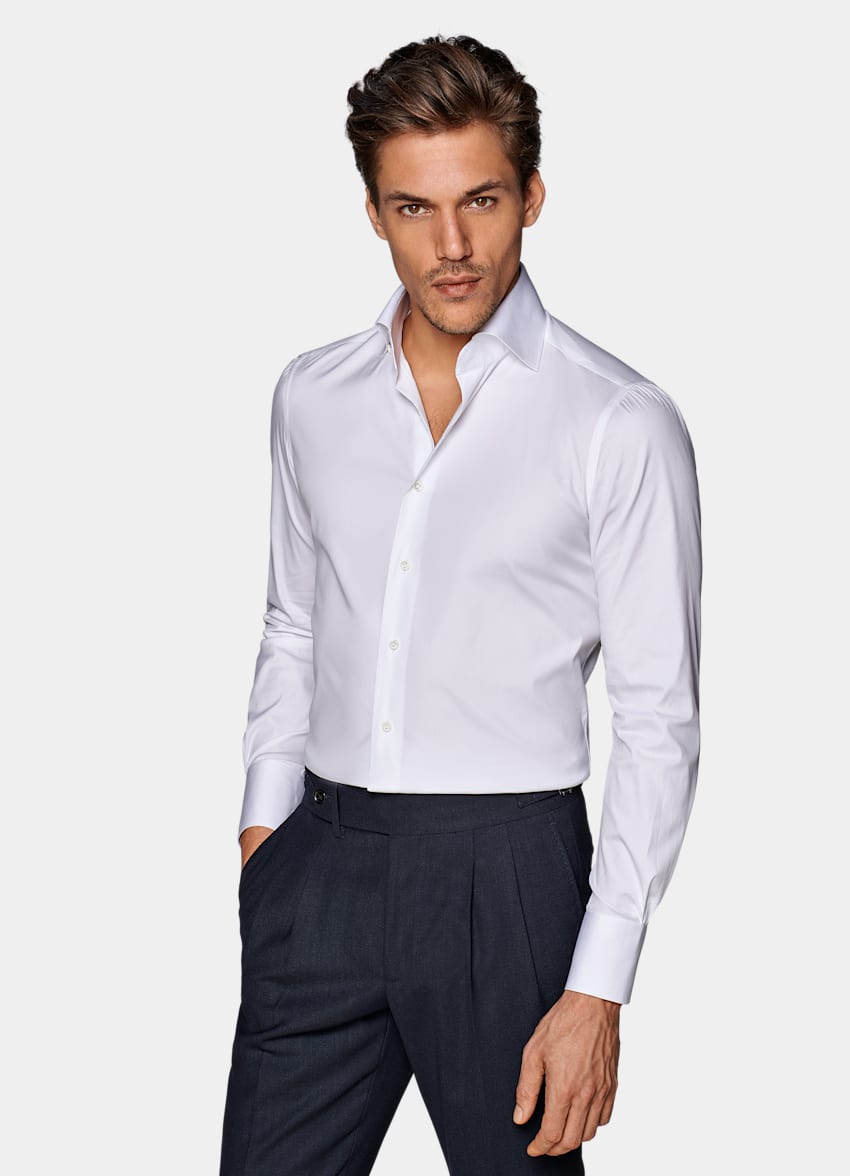 SUITSUPPLY Men Shirt ~S Smart Beige Melange Extra Slim Cut Pure Cotton Polo