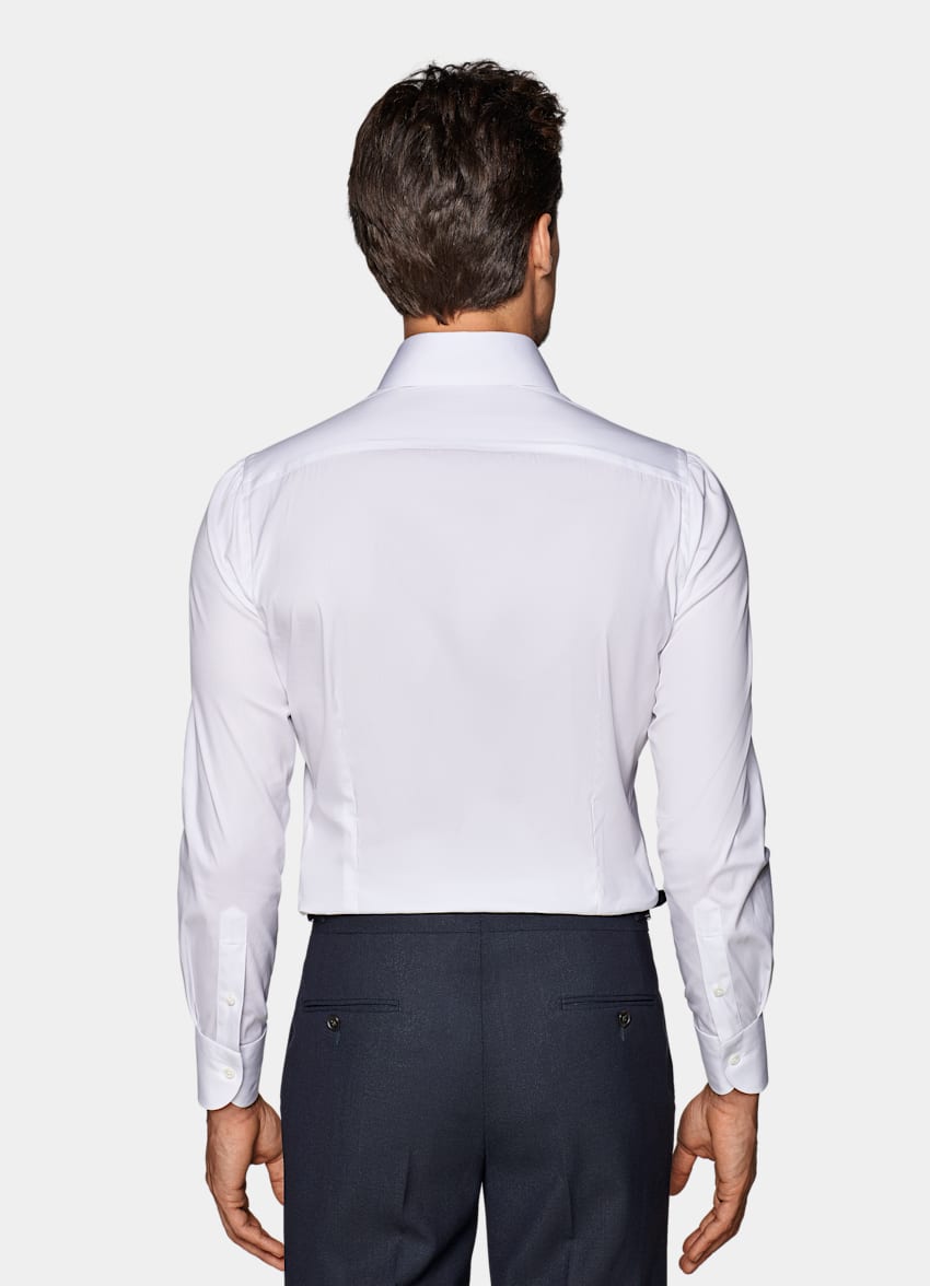 SUITSUPPLY Stretch Cotton Polyamide by Albini, Italy White Poplin Extra Slim Fit Shirt