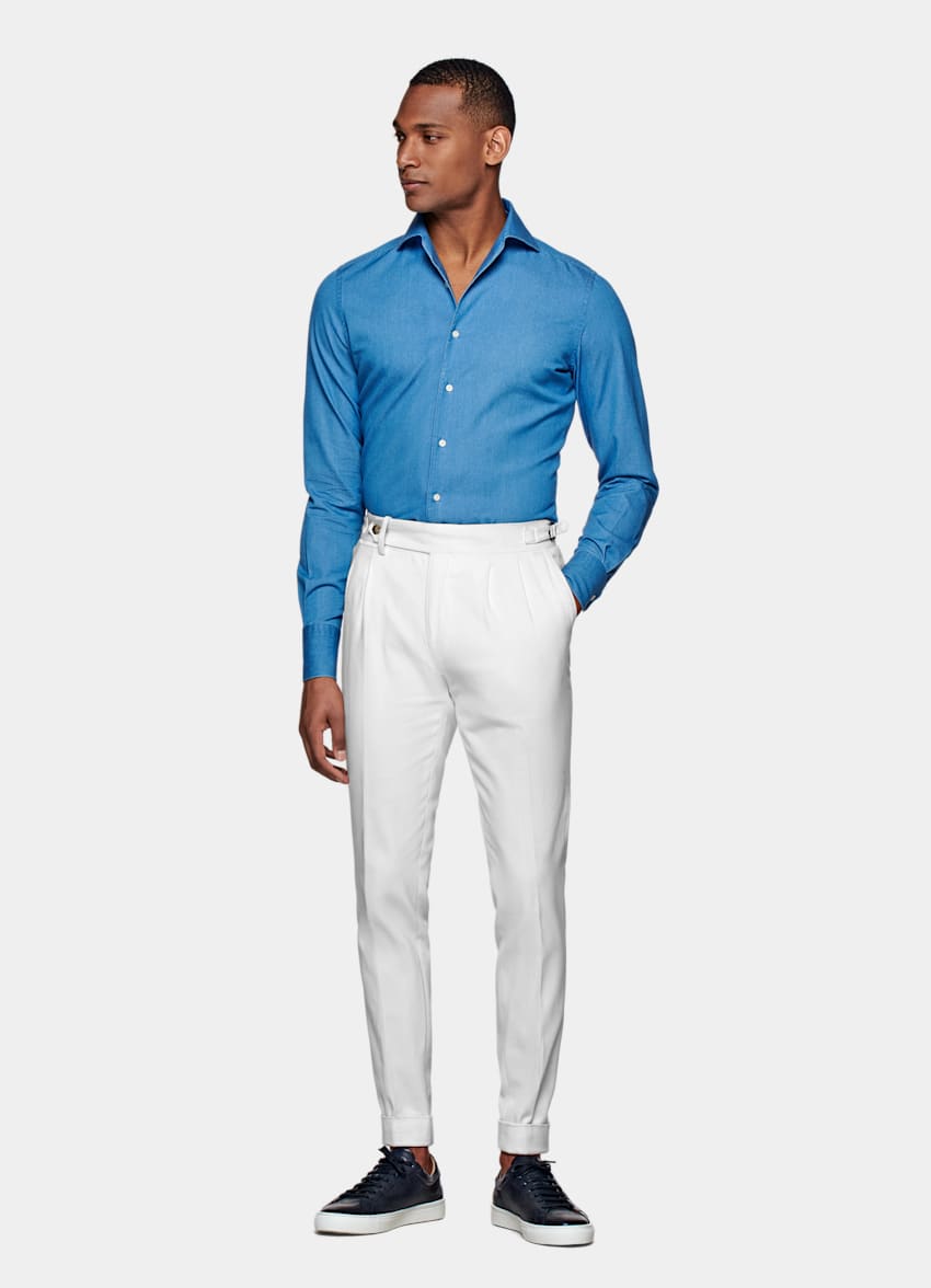 Blue Twill Extra Slim Fit Shirt | Egyptian Cotton Denim | Suitsupply ...