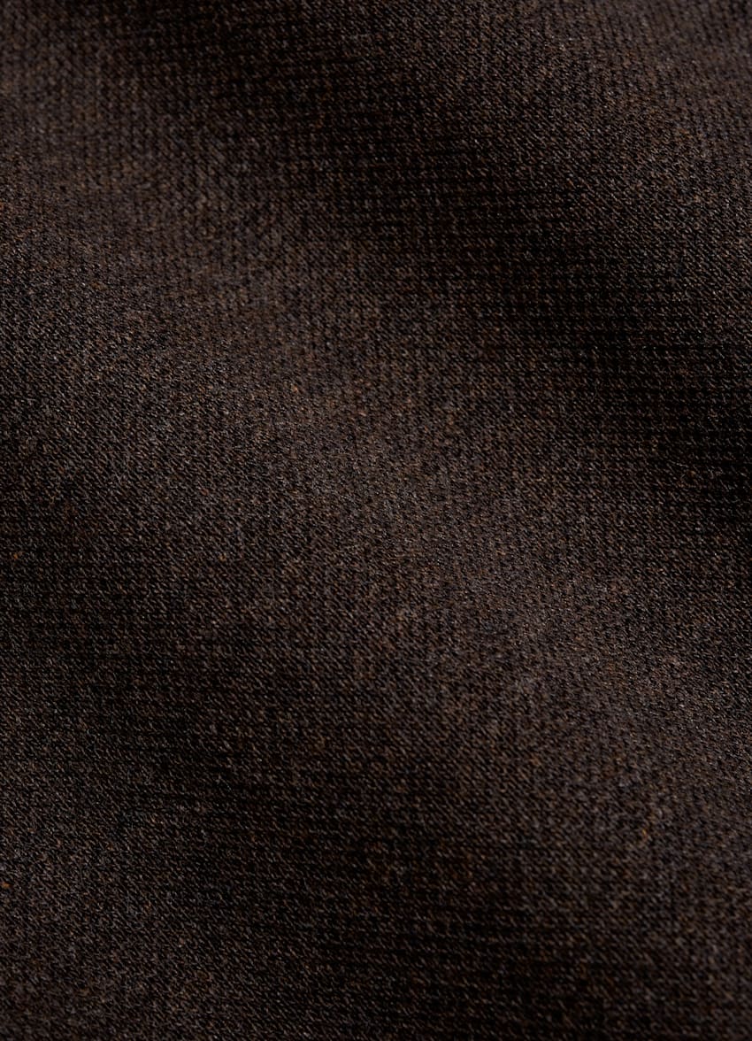 SUITSUPPLY Knitted Egyptian Cotton by Tessilmaglia, Italy Brown Piqué Extra Slim Fit Popover