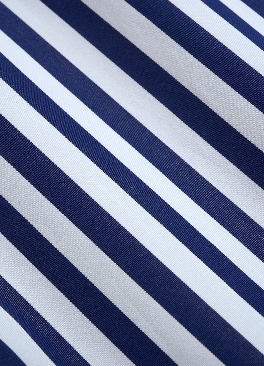 SUITSUPPLY Egyptian Cotton by Albini, Italy Navy Striped Twill Extra Slim Fit Shirt
