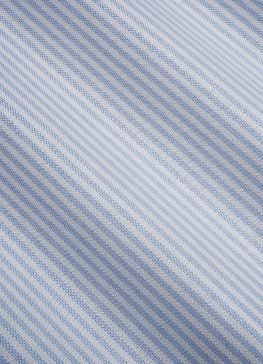 SUITSUPPLY Natural Stretch Egyptian Cotton by Albiate, Italy Light Blue Striped Slim Fit Shirt