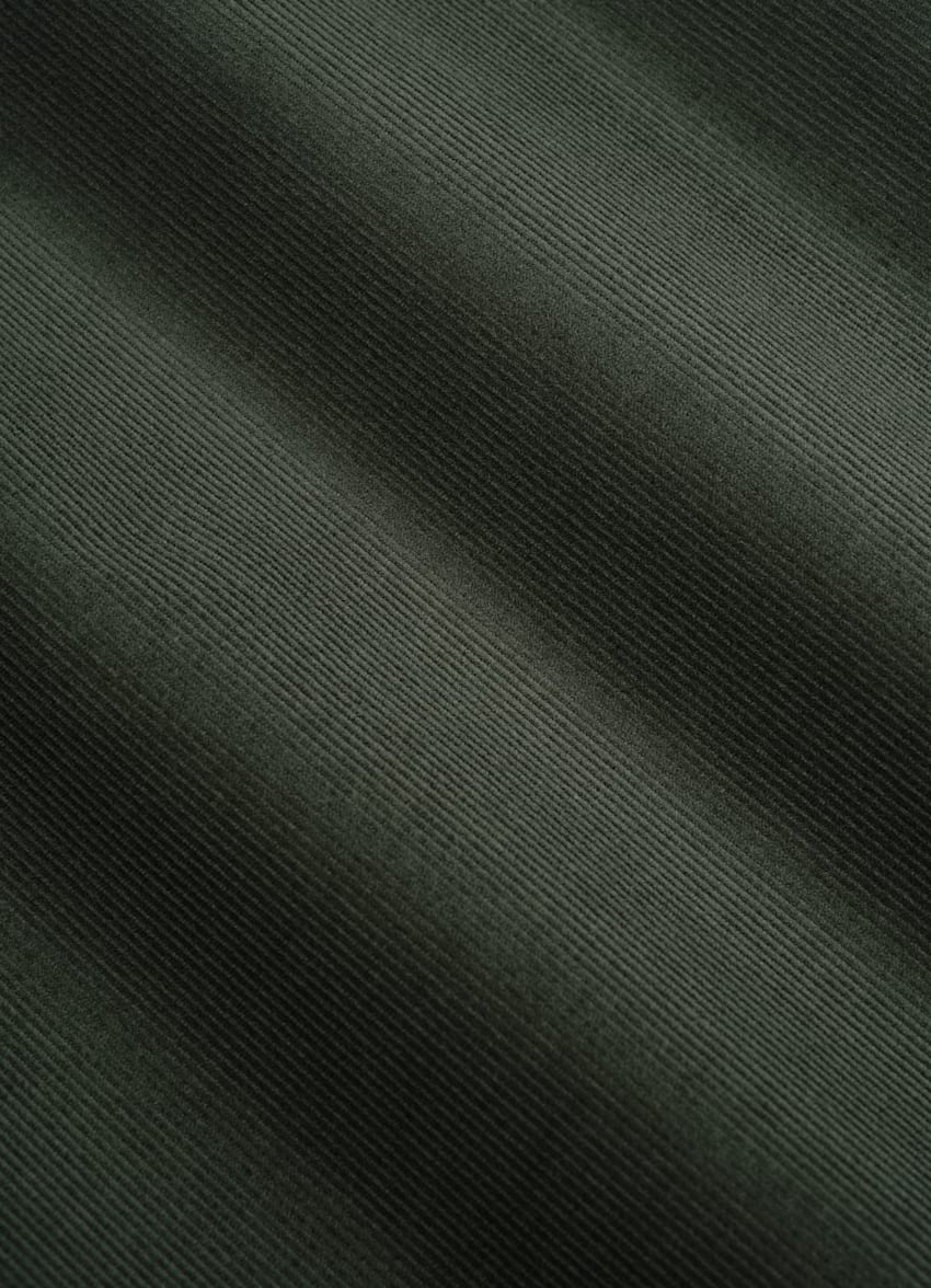 SUITSUPPLY Egyptian Cotton Corduroy by Albini, Italy Green Slim Fit Shirt