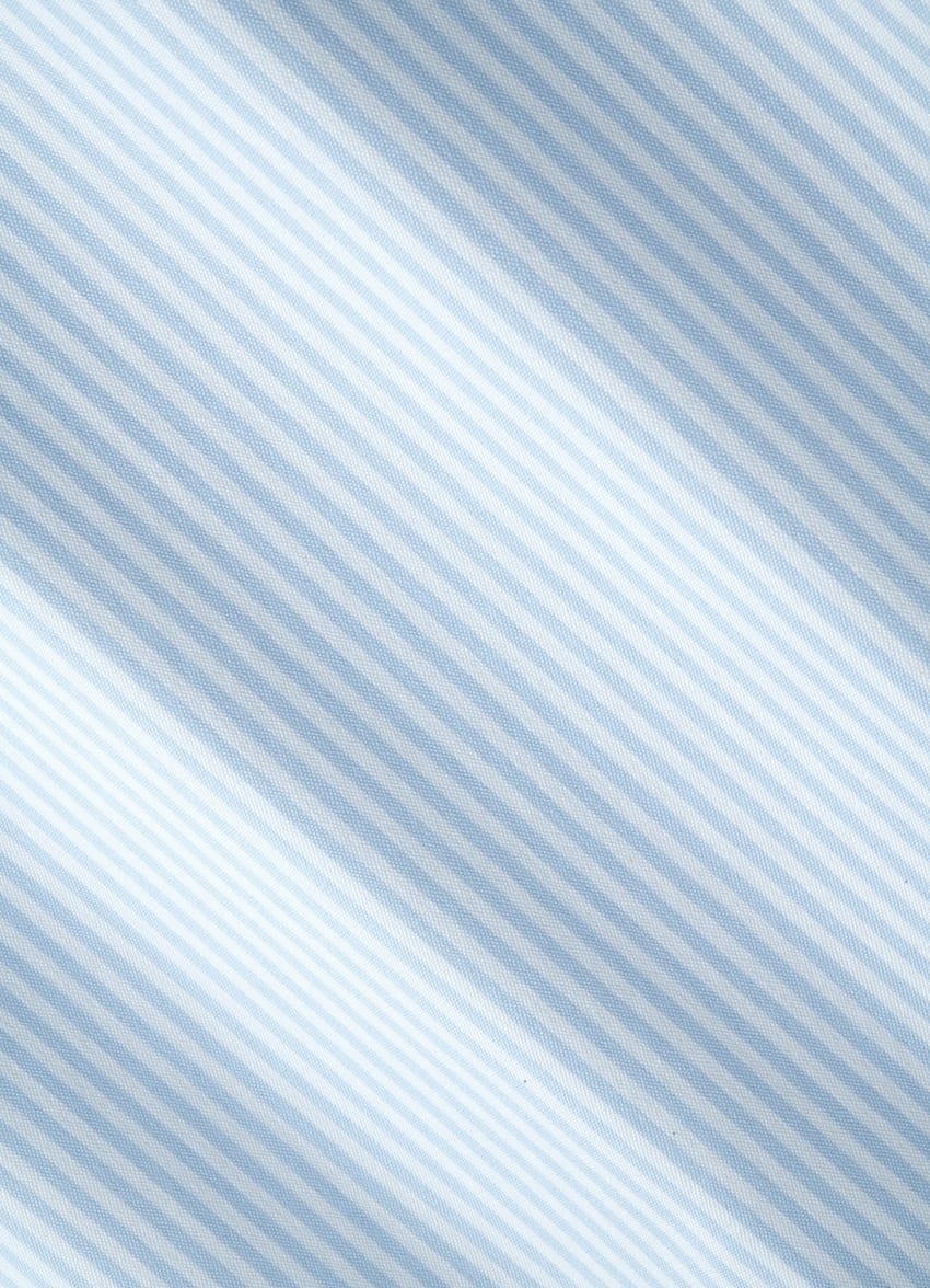 SUITSUPPLY Coton stretch et polyamide - Reggiani, Italie Chemise coupe très ajustée bleu clair à rayures