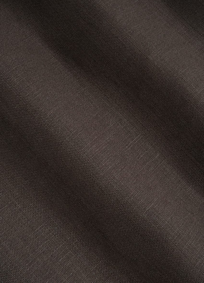 SUITSUPPLY Puro lino de Albini, Italia Camisa corte Slim marrón oscuro