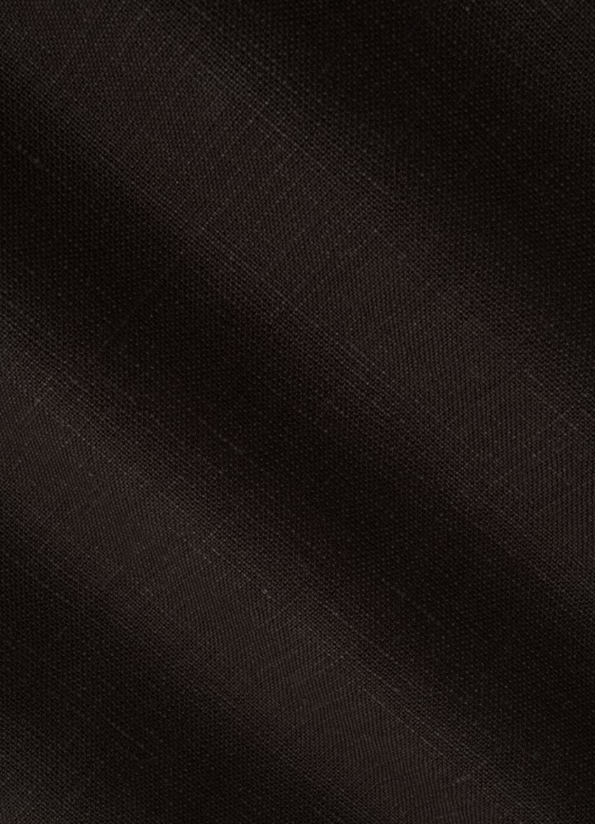 SUITSUPPLY Puro lino de Di Sondrio, Italia Camisa corte Slim marrón oscuro