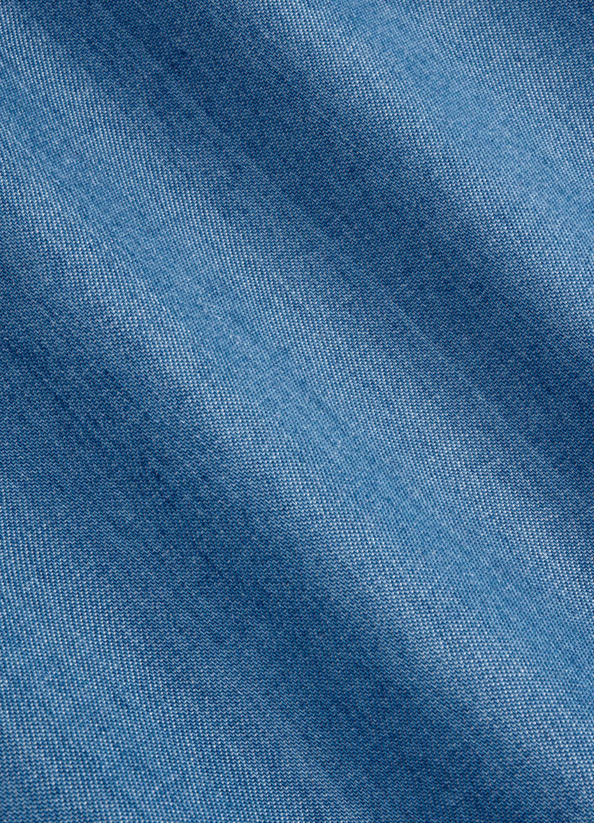SUITSUPPLY Denim i lyocell från Albiate, Italien Blå skjorta med smal passform
