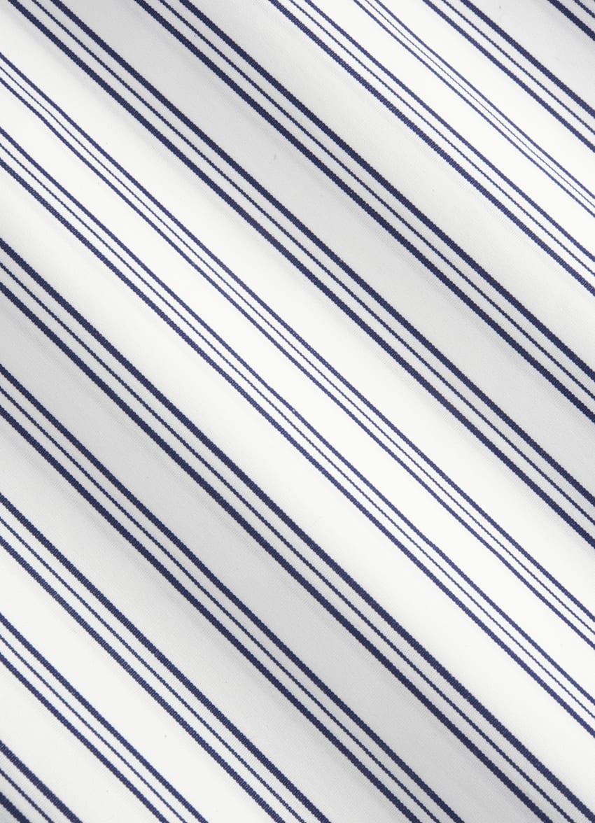 SUITSUPPLY Egyptian Cotton by Tessitura Monti, Italy Dark Blue Striped Slim Fit Shirt