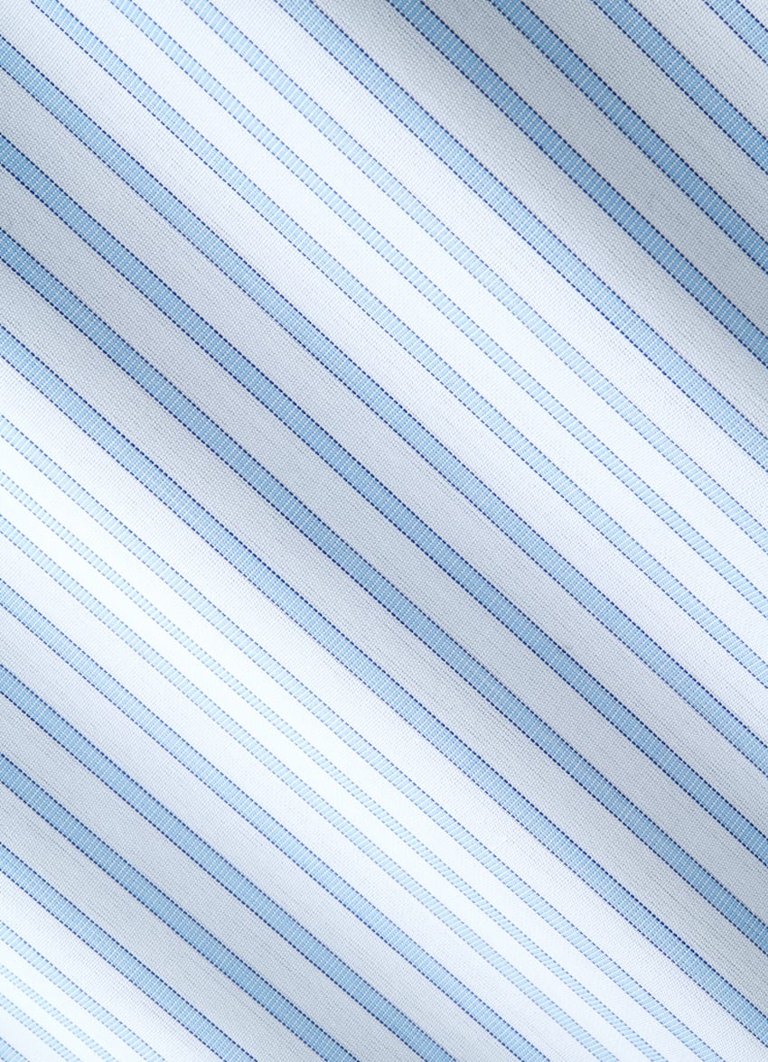 SUITSUPPLY Egyptian Cotton by Thomas Mason, Italy Blue Striped Poplin Slim Fit Shirt