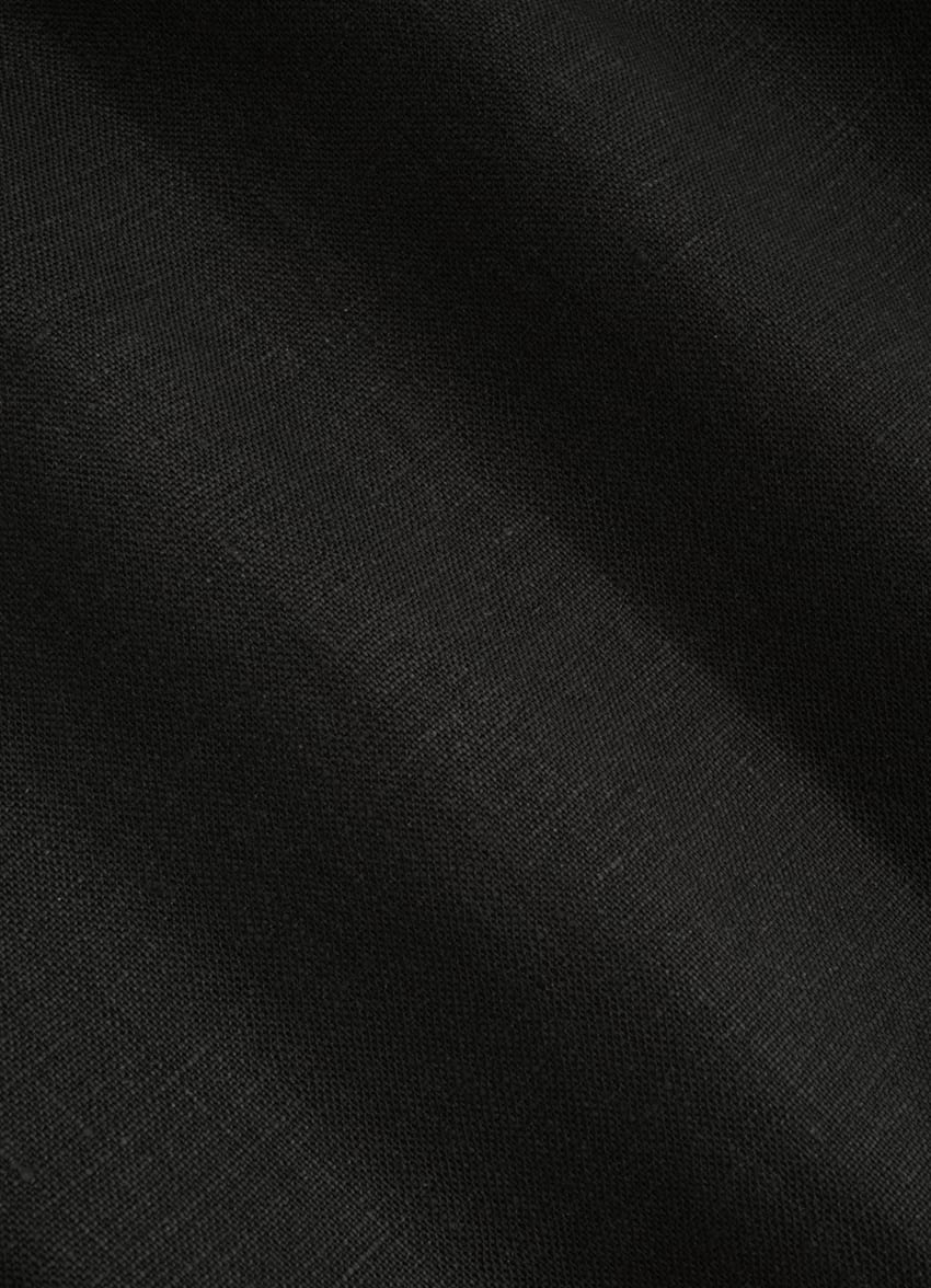SUITSUPPLY Pures Leinen von Albini, Italien Hemd schwarz Slim Fit