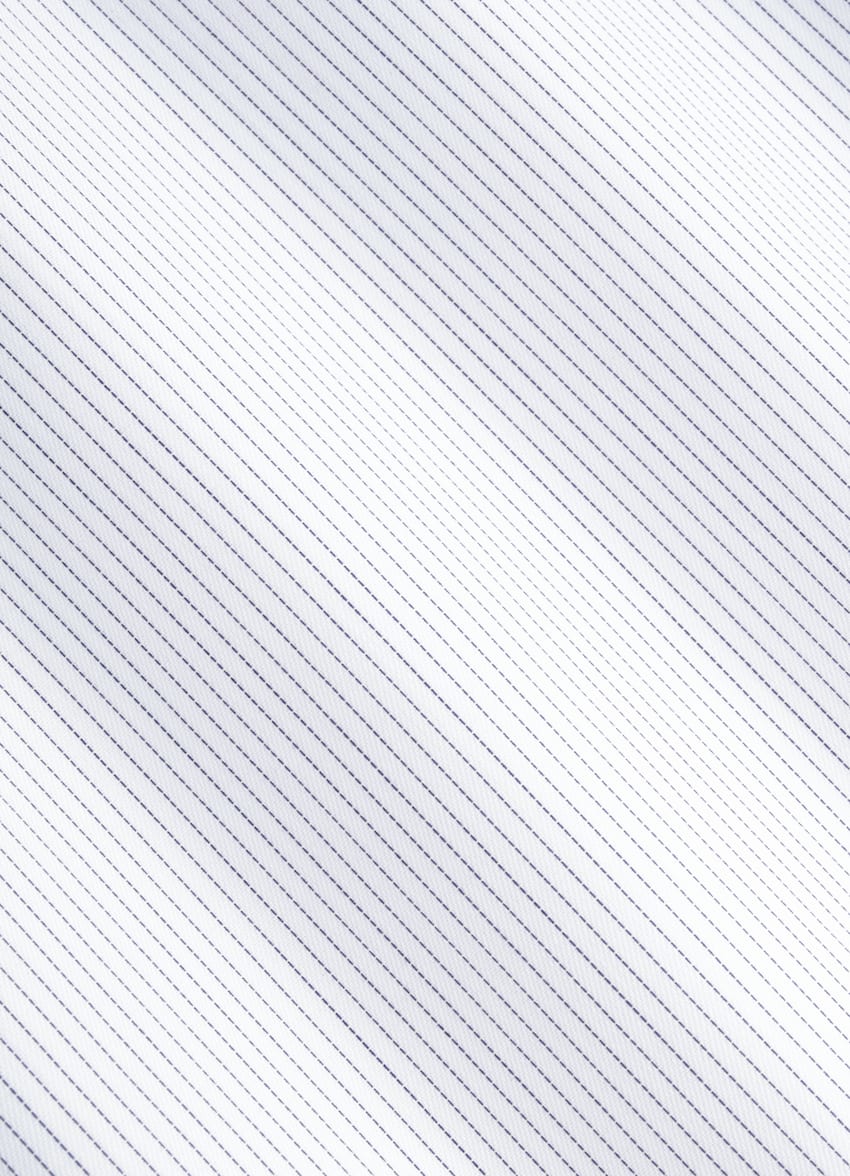 SUITSUPPLY 瑞士 Weba 生产的Traveller 比马棉面料 白色条纹斜纹特别修身剪裁衬衫