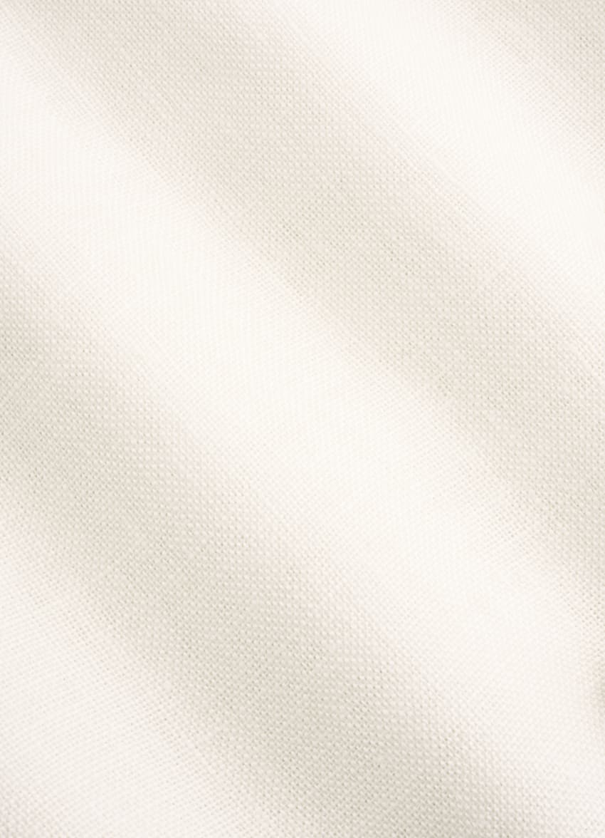 SUITSUPPLY Puro lino de Testa Spa, Italia Camisa blanca plisada corte Slim bolsillo de parche