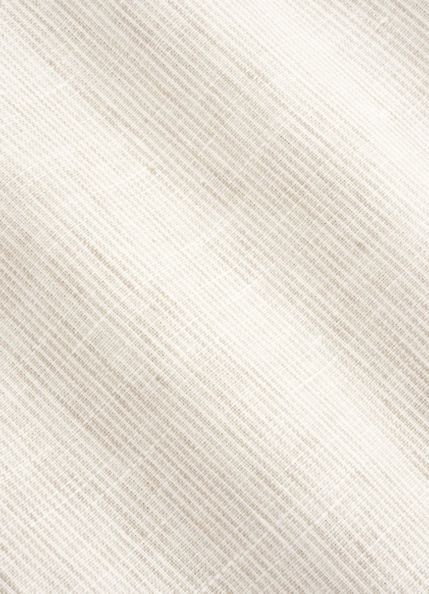 SUITSUPPLY 意大利 Albini 生产的亚麻面料 浅棕色条纹特别修身剪裁衬衫
