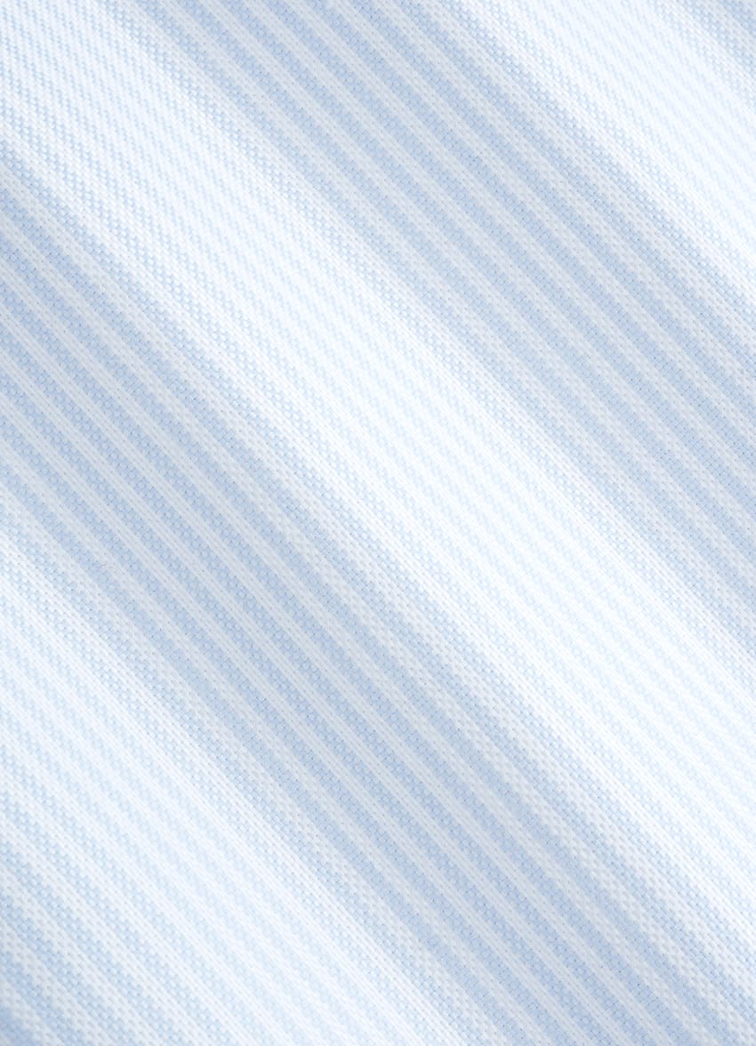 SUITSUPPLY Pima Cotton Traveller by Weba, Switzerland Light Blue Striped Oxford Tailored Fit Shirt