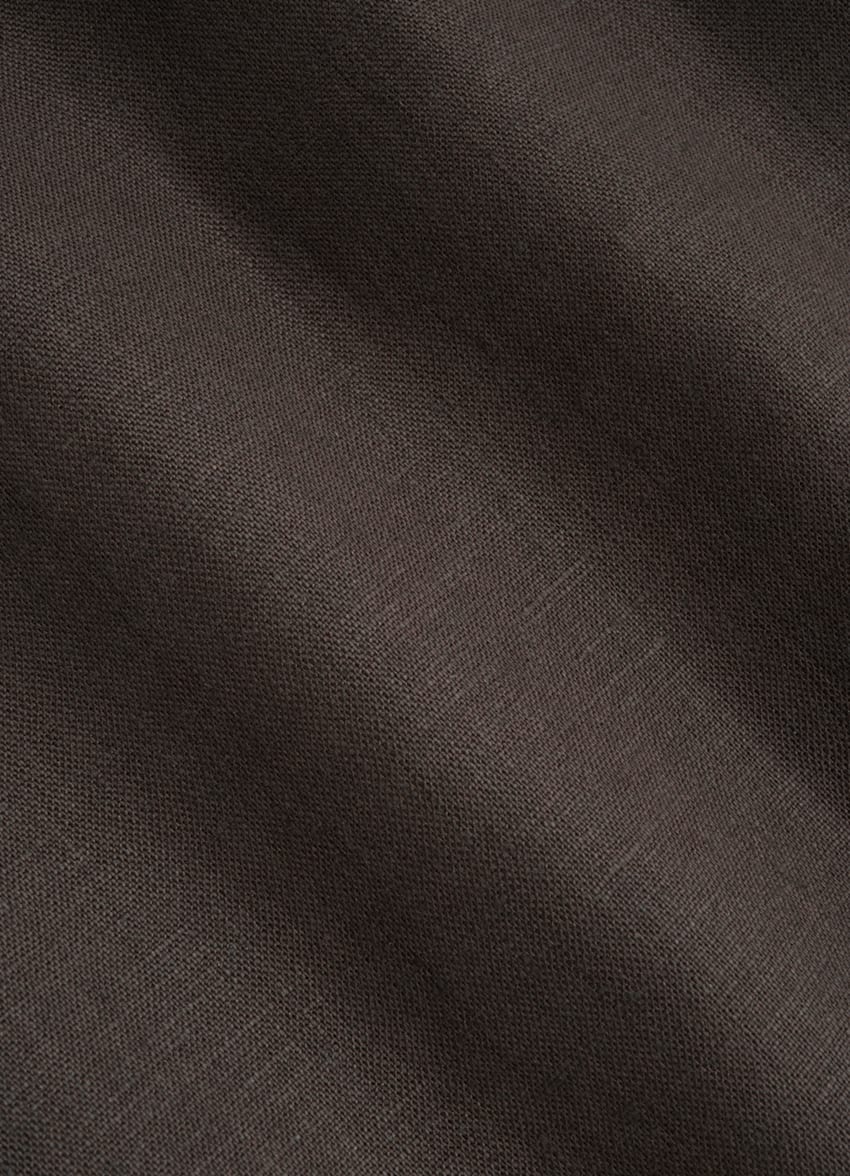SUITSUPPLY Pure Linen by Albini, Italy Dark Brown Tailored Fit Shirt