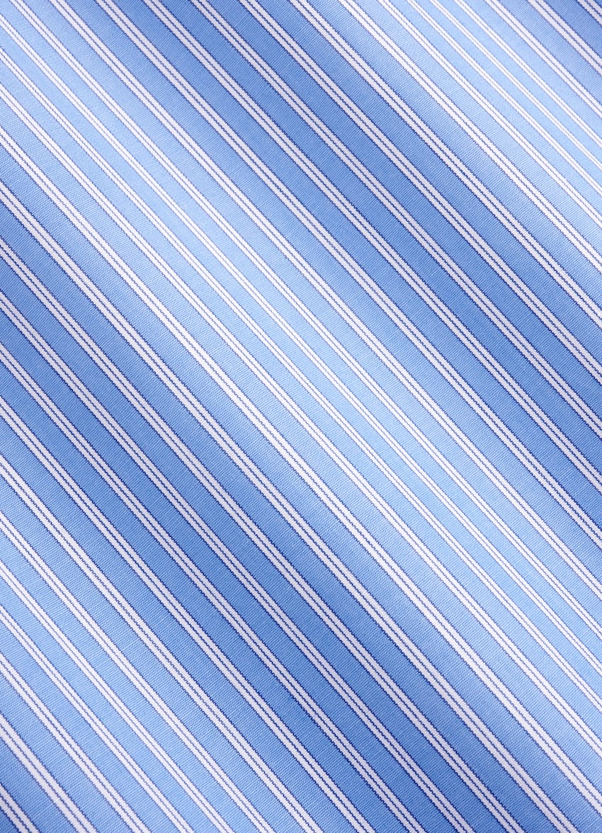 SUITSUPPLY Egyptian Cotton by Albini, Italy Light Blue Striped Tailored Fit Shirt