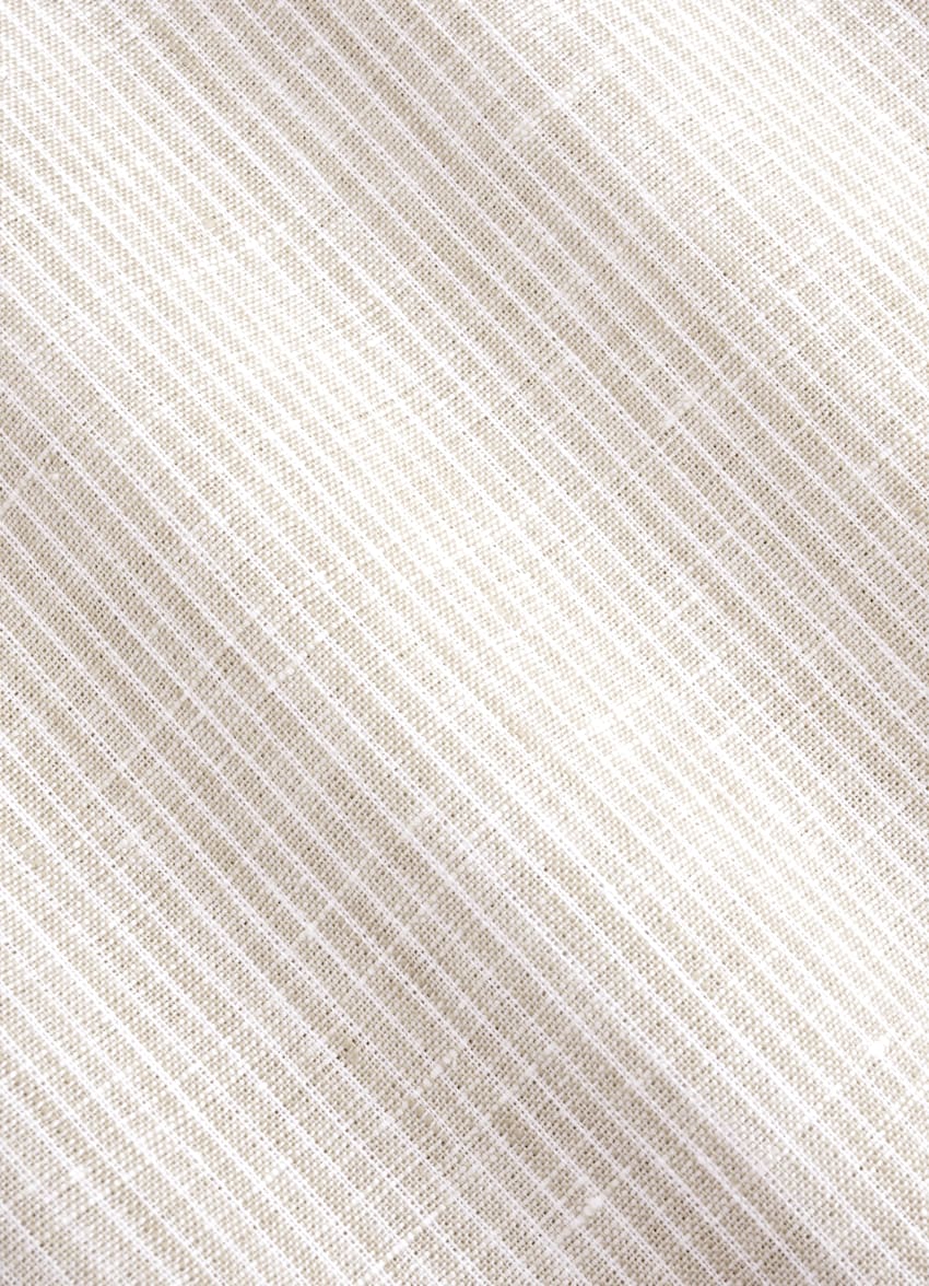 SUITSUPPLY Pure Linen by Albini, Italy Sand Striped Tailored Fit Shirt