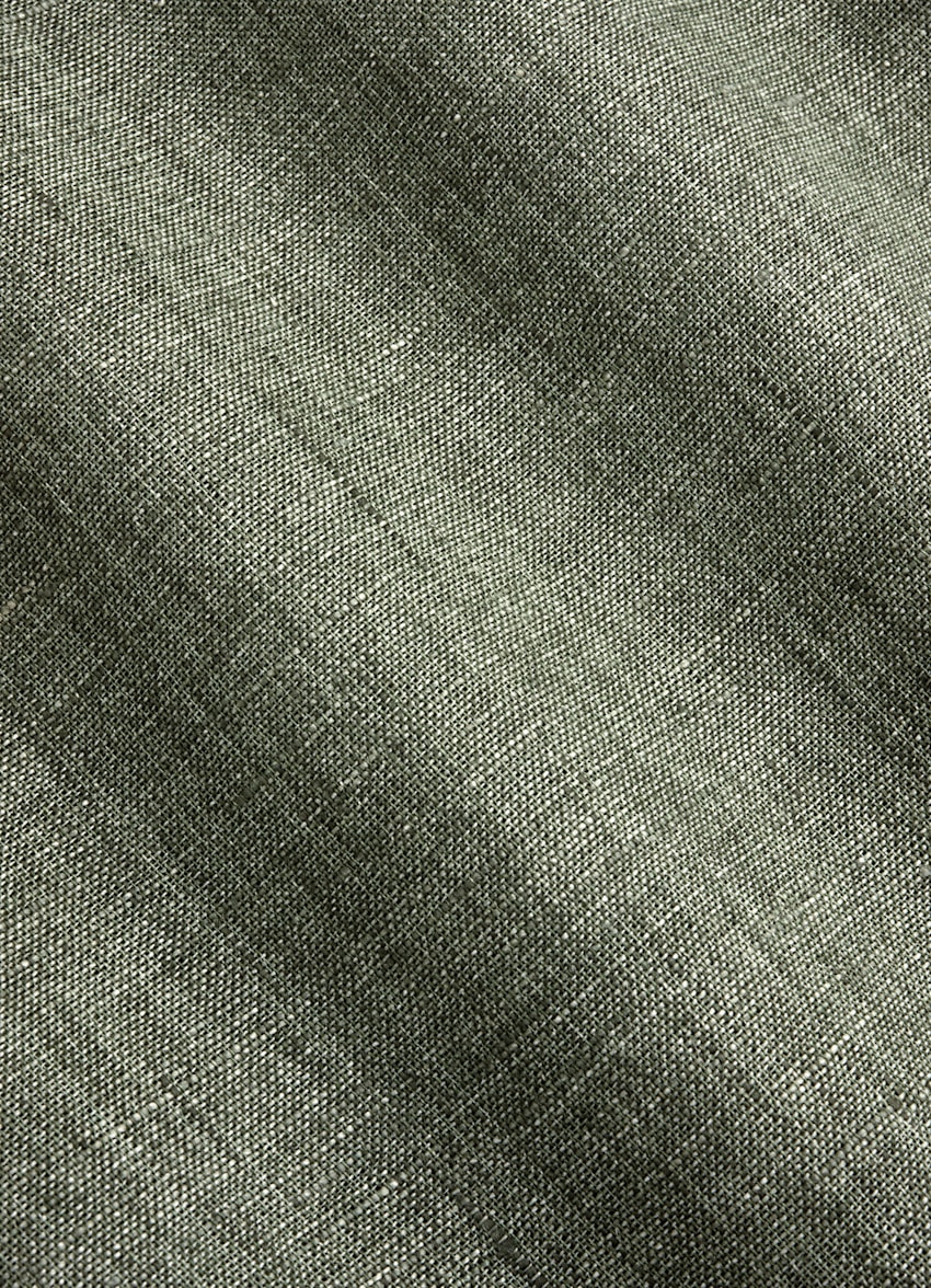 SUITSUPPLY Pure Linen by Albini, Italy Green Tailored Fit Shirt