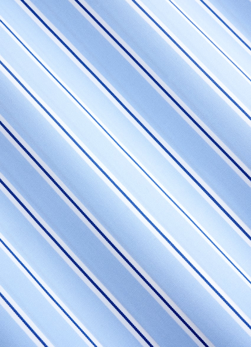 SUITSUPPLY Egyptian Cotton by Thomas Mason, Italy Blue Striped Point Collar Shirt
