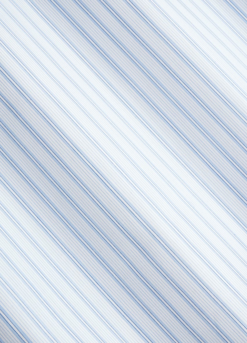 SUITSUPPLY Algodón egipcio de Albini, Italia Camisa azul claro a rayas con cuello italiano