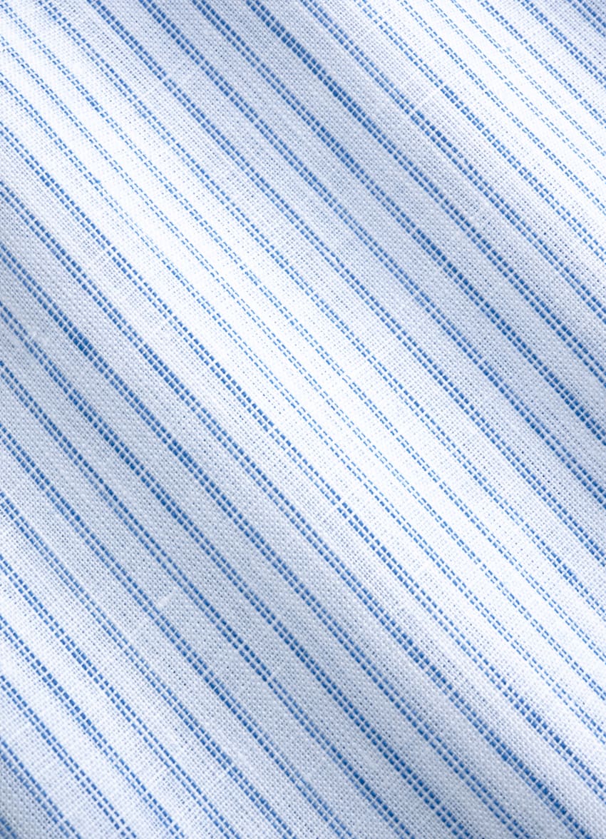 SUITSUPPLY Pure Linen by Baird McNutt, United Kingdom Mid Blue Striped Linen Shirt