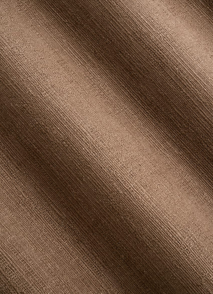 SUITSUPPLY Pure Cotton - Sidogras, Espagne Mid Brown Cotton Short Sleeve Shirt