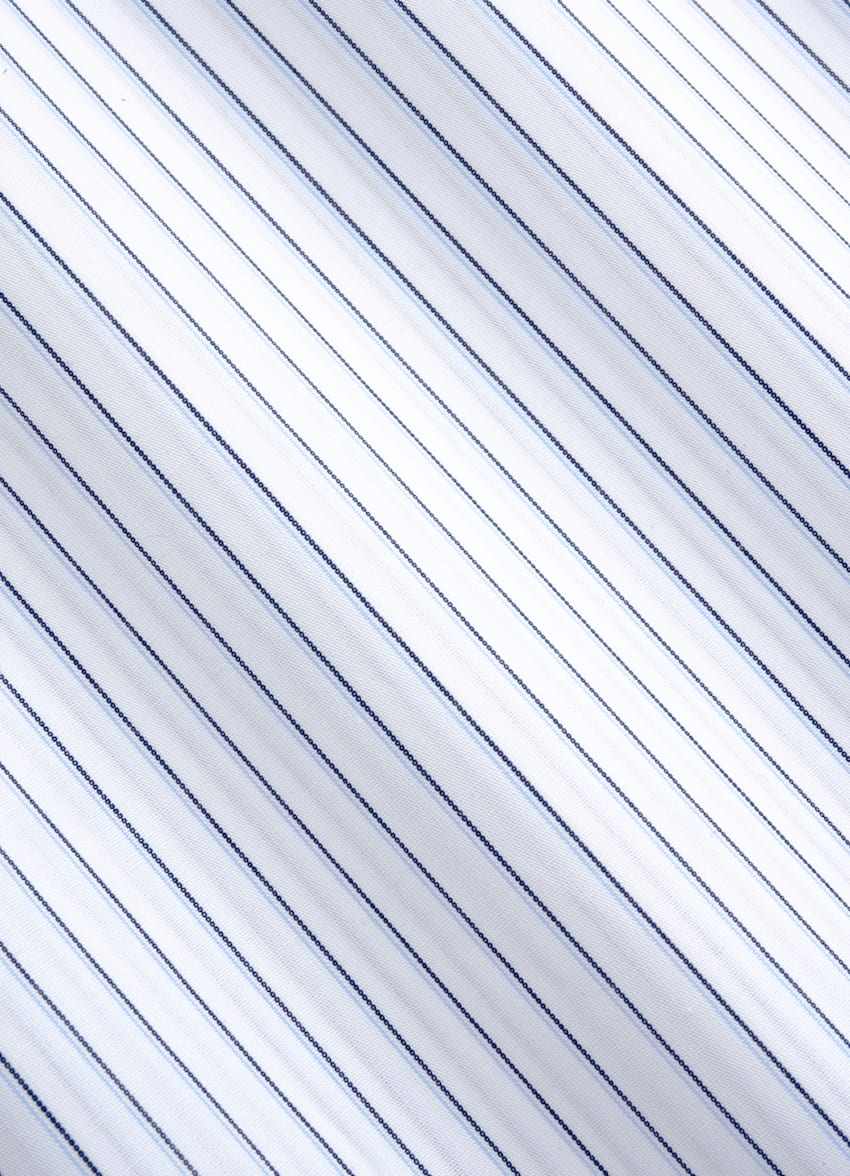 SUITSUPPLY Cotone egiziano - Sidogras, Spagna Camicia a righe blu medio colletto classico 