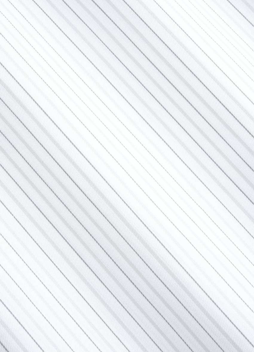 SUITSUPPLY Knitterfreie Pima-Baumwolle von Weba, Schweiz Hellgraues gestreiftes Hemd mit weit verbreitetem Kragen