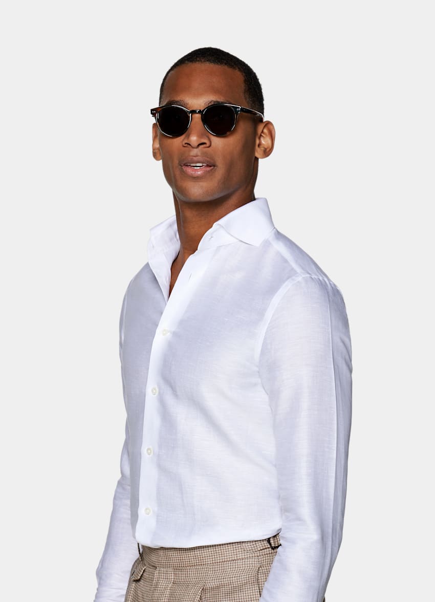 SUITSUPPLY Lino e cotone - Leggiuno, Italia Camicia bianca in twill vestibilità extra slim