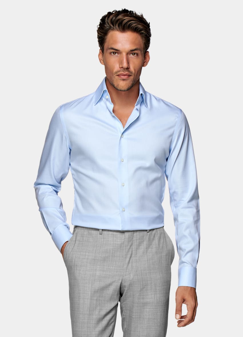 Light Blue Royal Oxford Extra Slim Fit Shirt | Pure Cotton Traveller ...