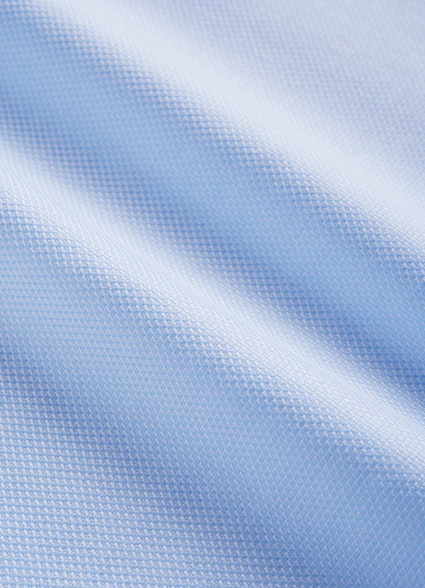 SUITSUPPLY Pure Cotton Traveller Light Blue Royal Oxford Slim Fit Shirt