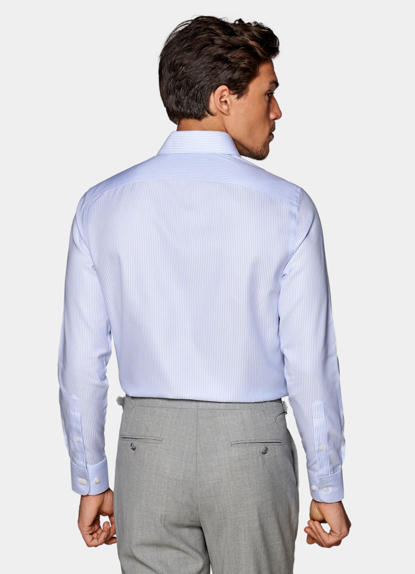 Blue Striped Royal Oxford Extra Slim Fit Shirt in Pure Cotton Traveller ...
