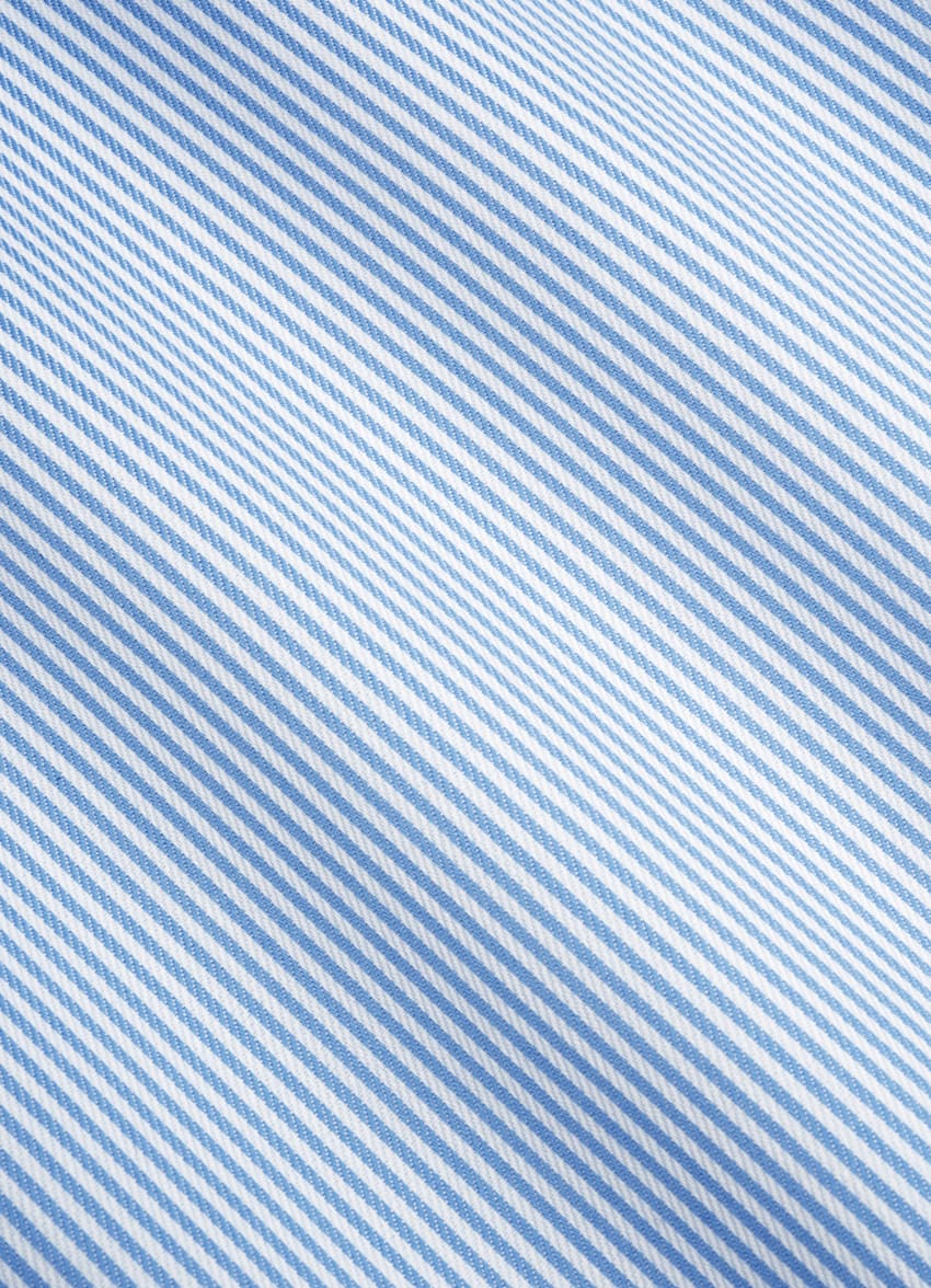 SUITSUPPLY Pur coton Traveller Chemise coupe très ajustée en twill bleu moyen à rayures