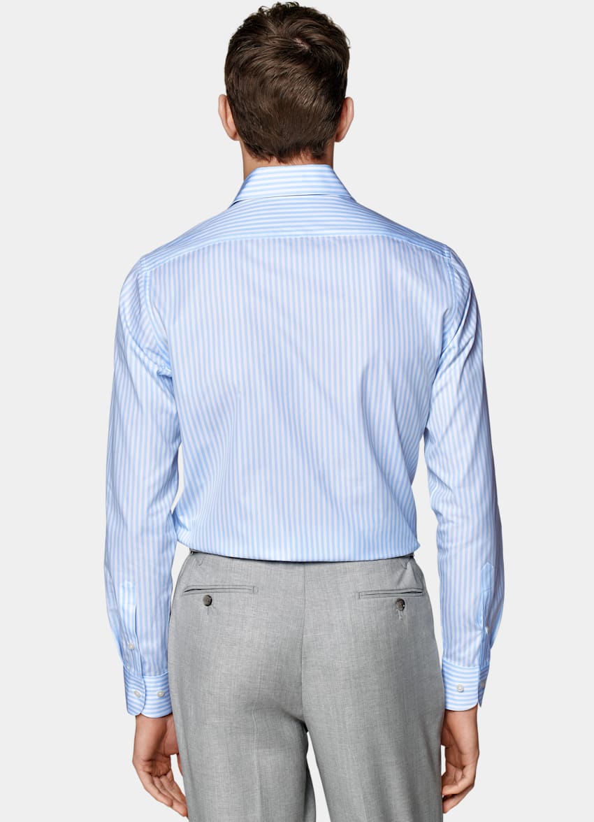 SUITSUPPLY Algodón egipcio de Tessitura Monti, Italia Camisa de sarga corte Slim azul claro