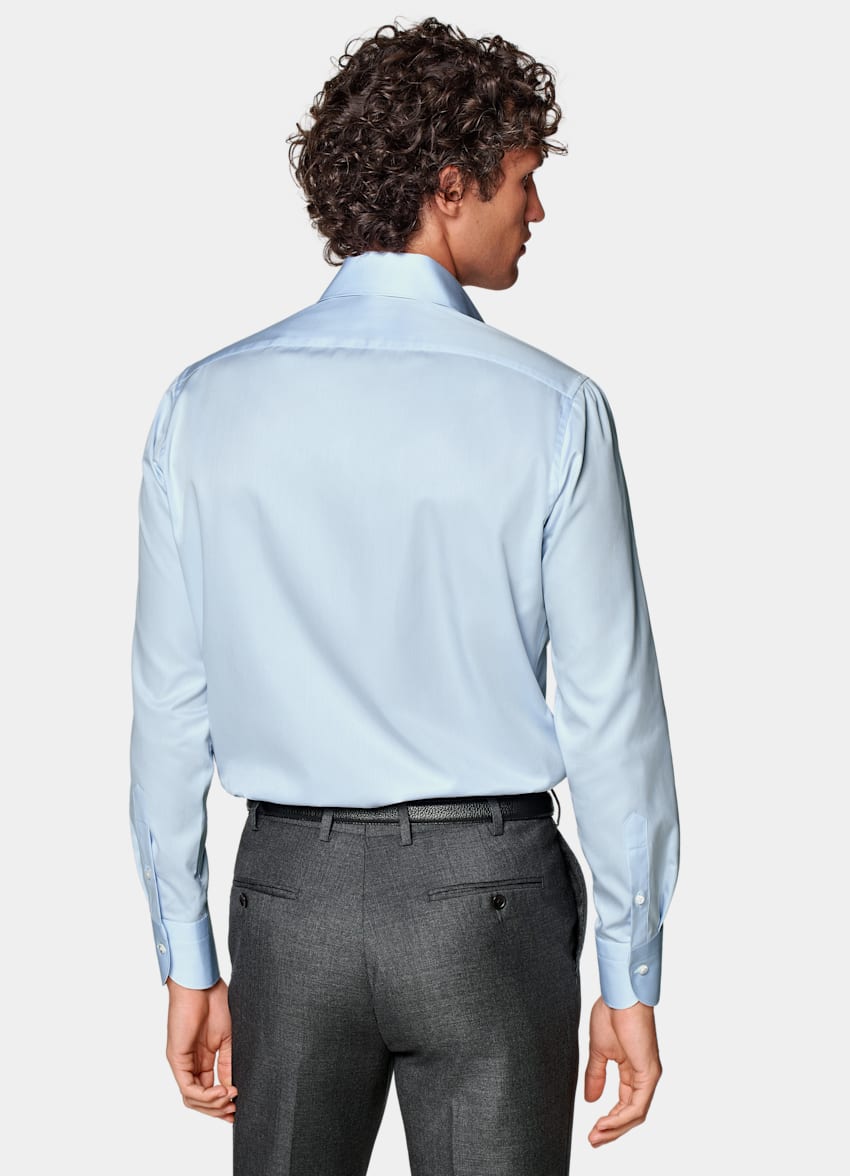 SUITSUPPLY Egyptian Cotton by Thomas Mason, Italy Light Blue Twill Extra Slim Fit Shirt