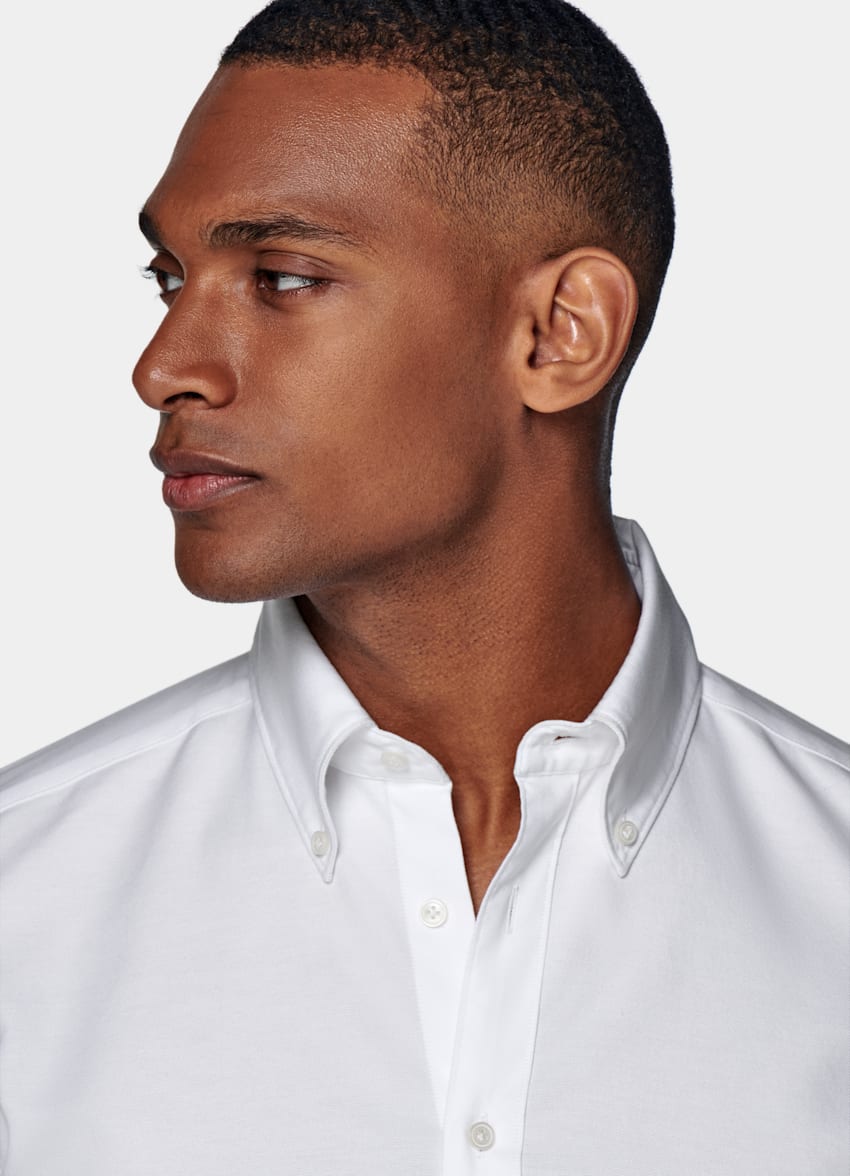 White Slim Fit Shirt in Natural Stretch Egyptian Cotton | SUITSUPPLY US