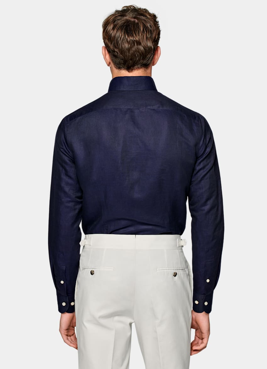 Navy Extra Slim Fit Shirt | Linen Cotton | Suitsupply Online Store