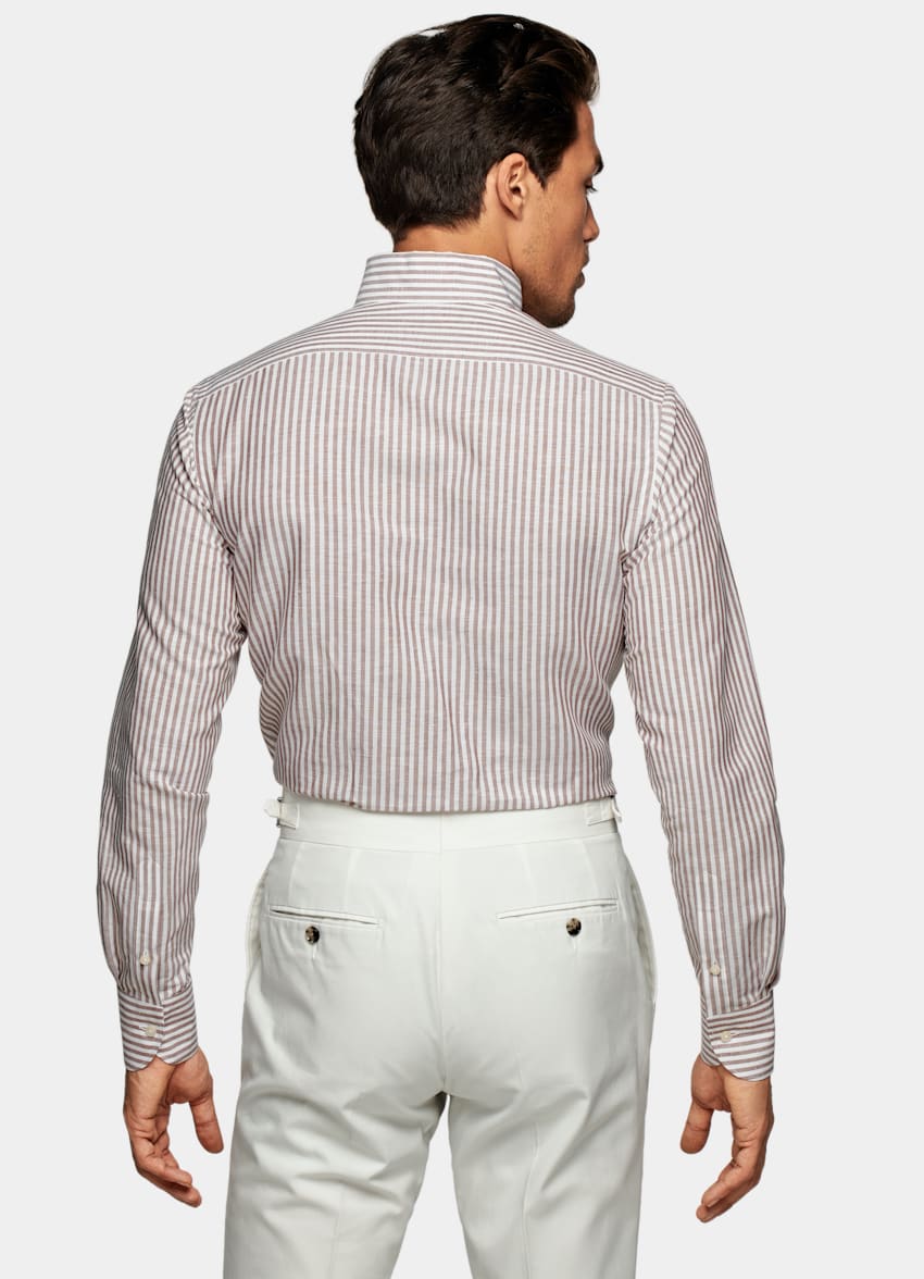 Brown Stripe Extra Slim Fit Shirt 