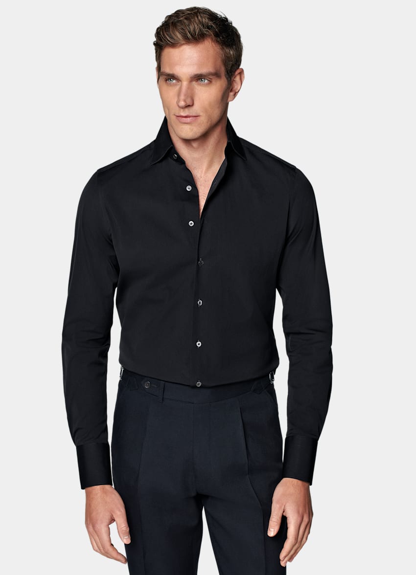 Men's Slim Fit Stretch Cotton Poplin Shirt - Men's Button Down