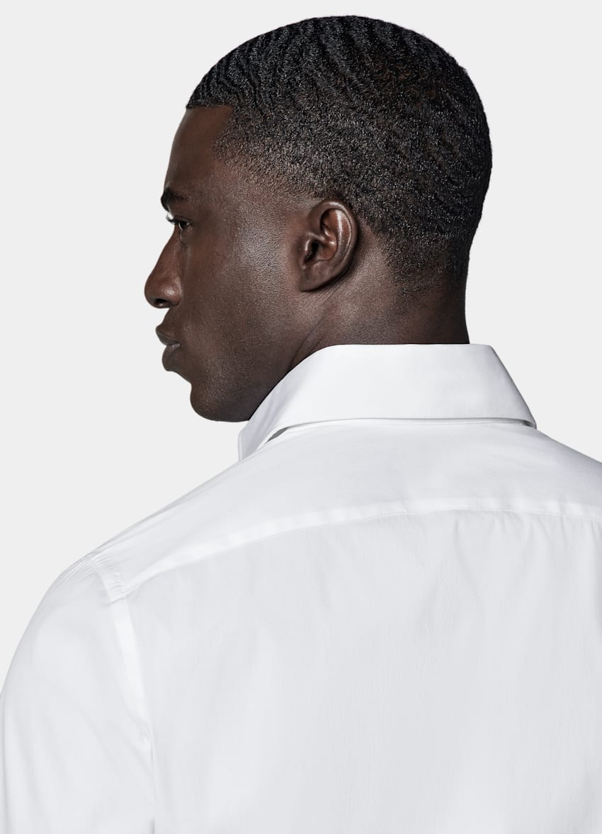 SUITSUPPLY Stretch Cotton Polyamide by Reggiani, Italy White Poplin Extra Slim Fit Shirt