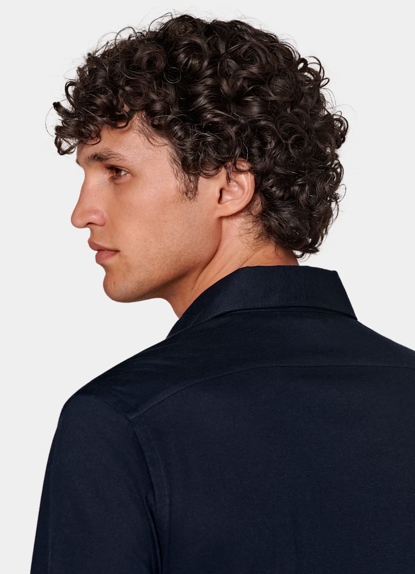 SUITSUPPLY Knitted Egyptian Cotton by Tessilmaglia, Italy Navy Extra Slim Fit Shirt