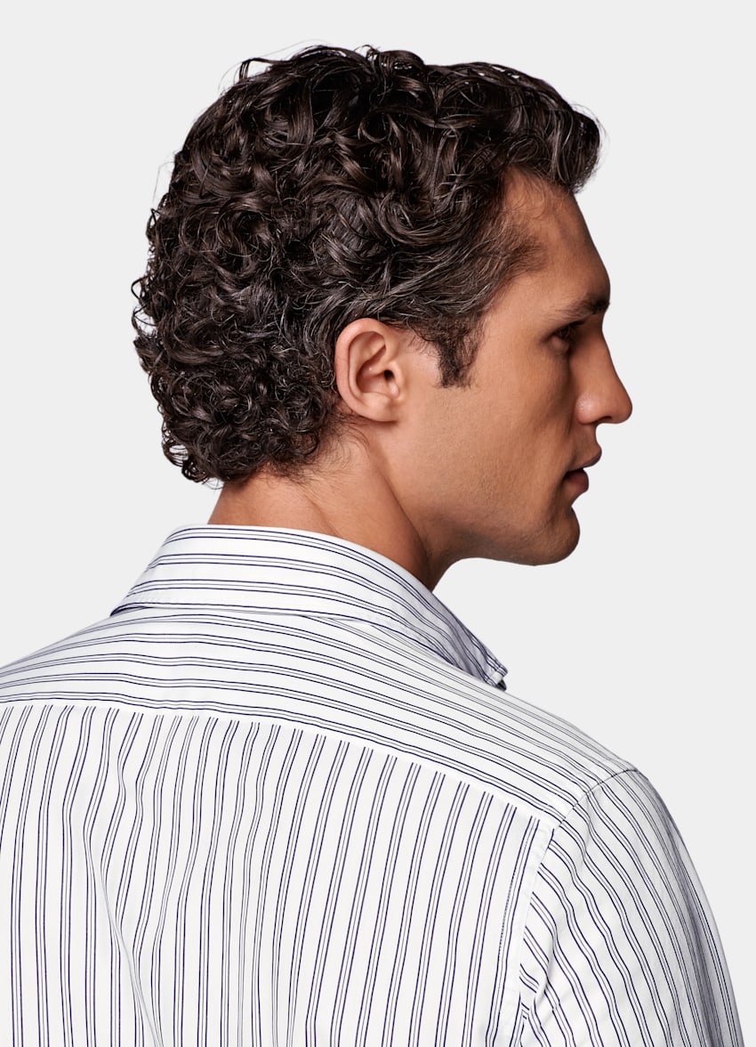 SUITSUPPLY Egyptian Cotton by Tessitura Monti, Italy Navy Striped Slim Fit Shirt