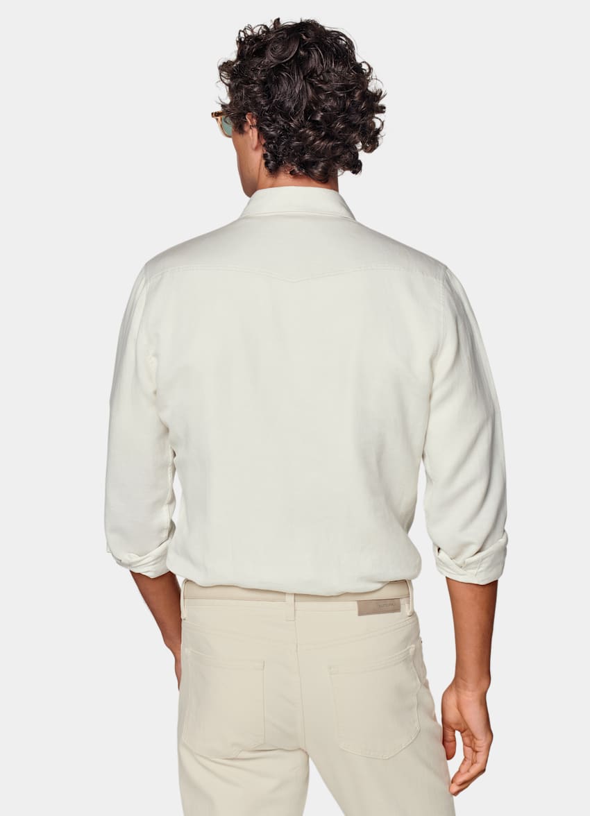 SUITSUPPLY Linen Cotton by Canclini, Italy Off-White Western Shirt