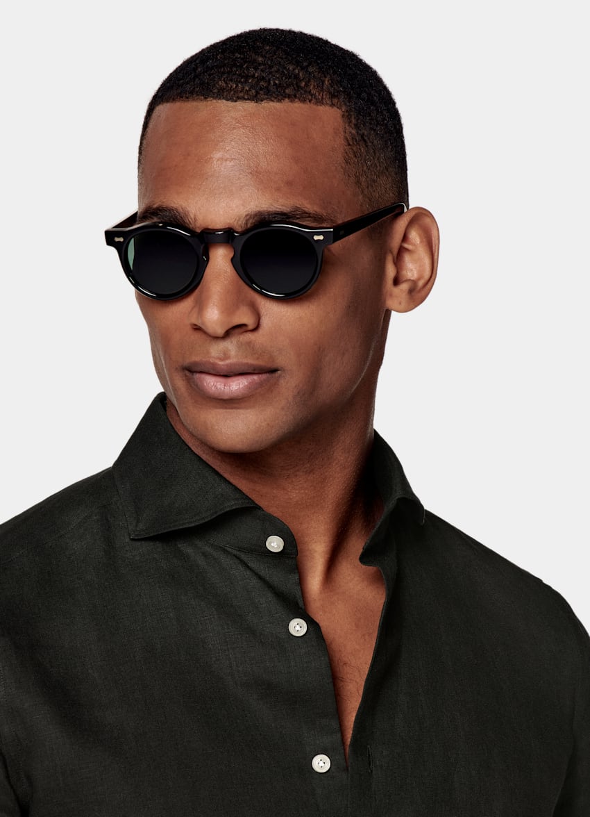 SUITSUPPLY Pure Linen by Albini, Italy Black Extra Slim Fit Shirt