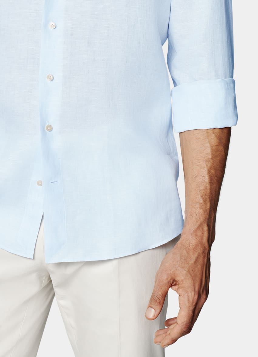 SUITSUPPLY Puro lino - Albini, Italia Camicia azzurra vestibilità slim