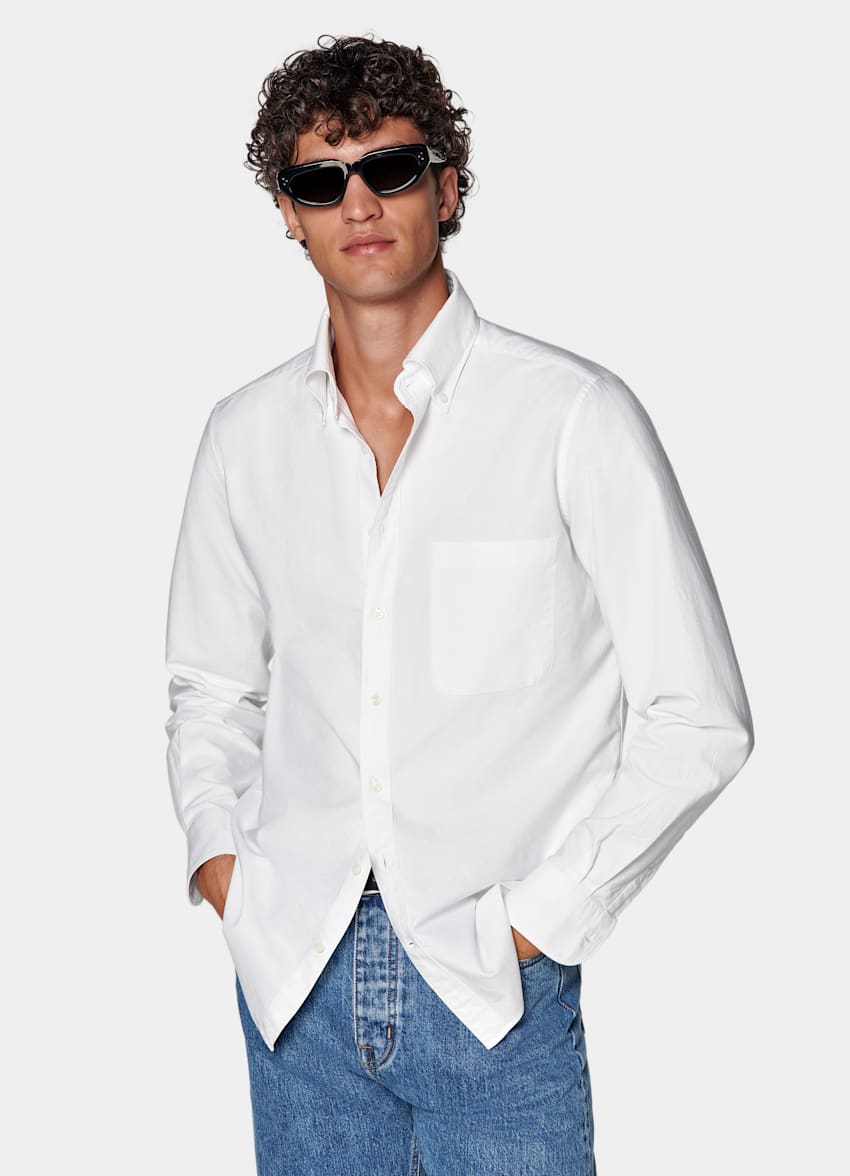 SUITSUPPLY Egyptian Cotton by Testa Spa, Italy White Oxford Slim Fit Shirt